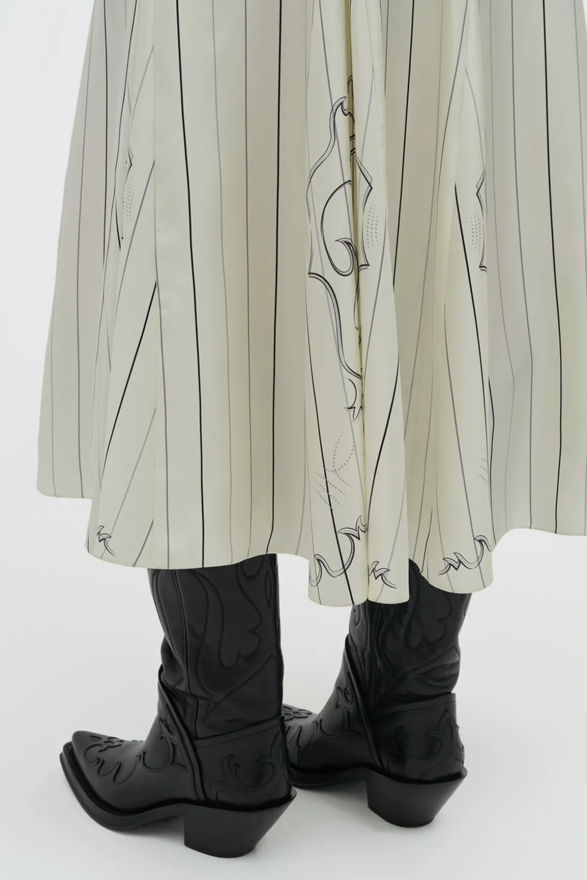 Galway Shirtdress in Ivory Multi Pinstripe Silk Twill