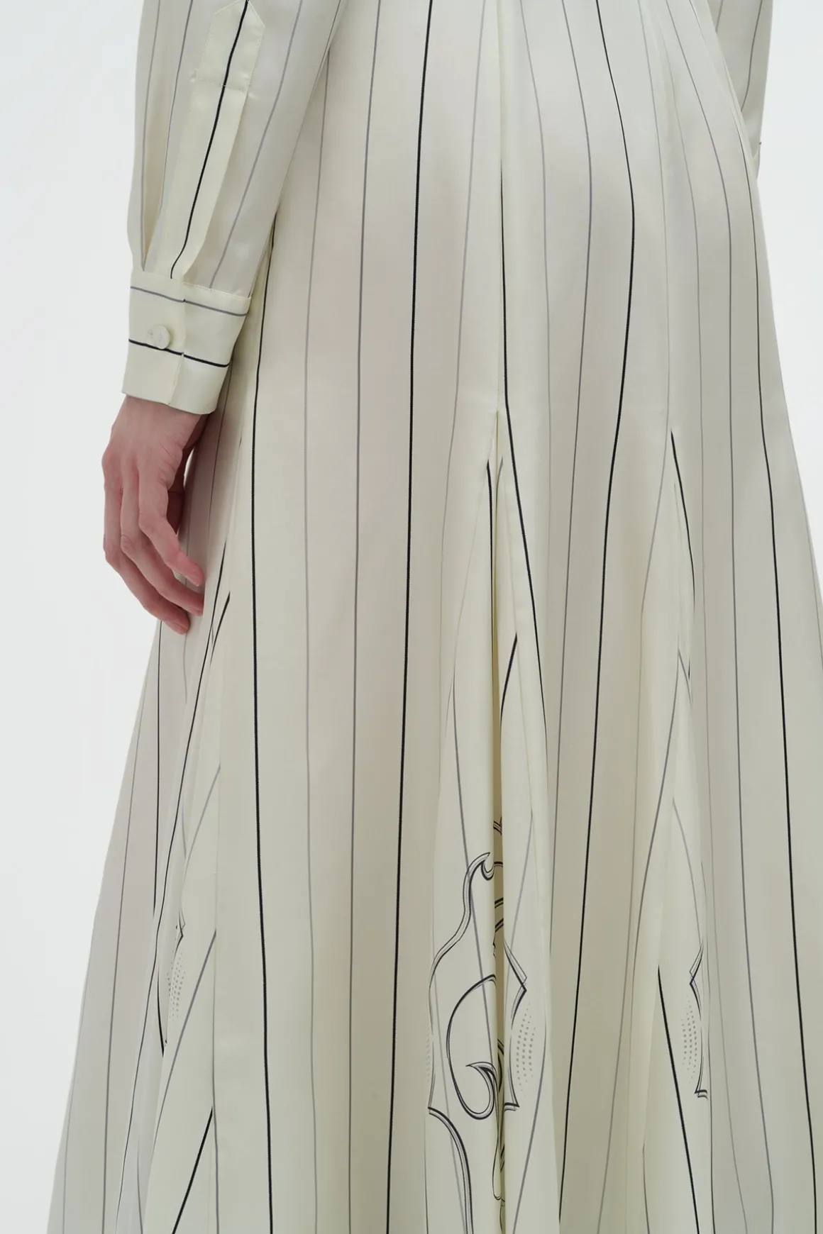 Galway Shirtdress in Ivory Multi Pinstripe Silk Twill