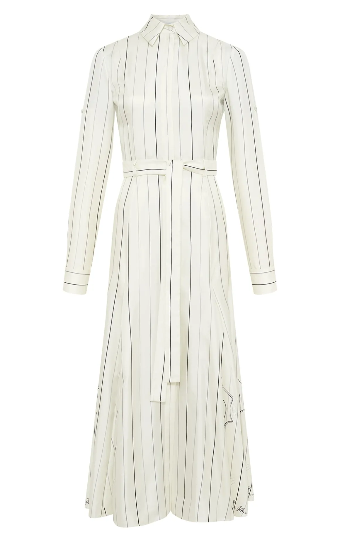 Galway Shirtdress in Ivory Multi Pinstripe Silk Twill