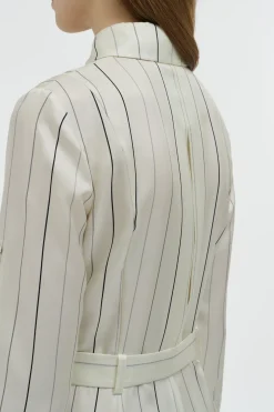Galway Shirtdress in Ivory Multi Pinstripe Silk Twill