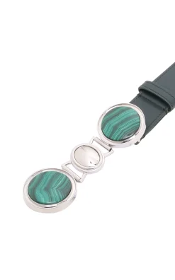 Grange Stone Belt in Bottle Green Leather
