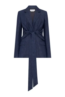 Grant Knotted Blazer in Recycled Cotton Denim