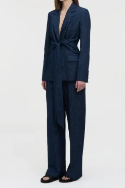 Grant Knotted Blazer in Recycled Cotton Denim