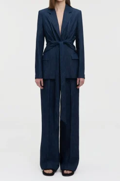 Grant Knotted Blazer in Recycled Cotton Denim