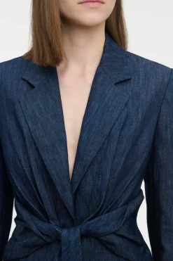 Grant Knotted Blazer in Recycled Cotton Denim