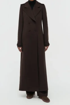 Houstt Trench Coat in Chocolate Winter Silk