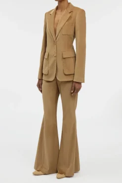 Ianthe Flare Pant in Camel Sea Island Cotton Corduroy