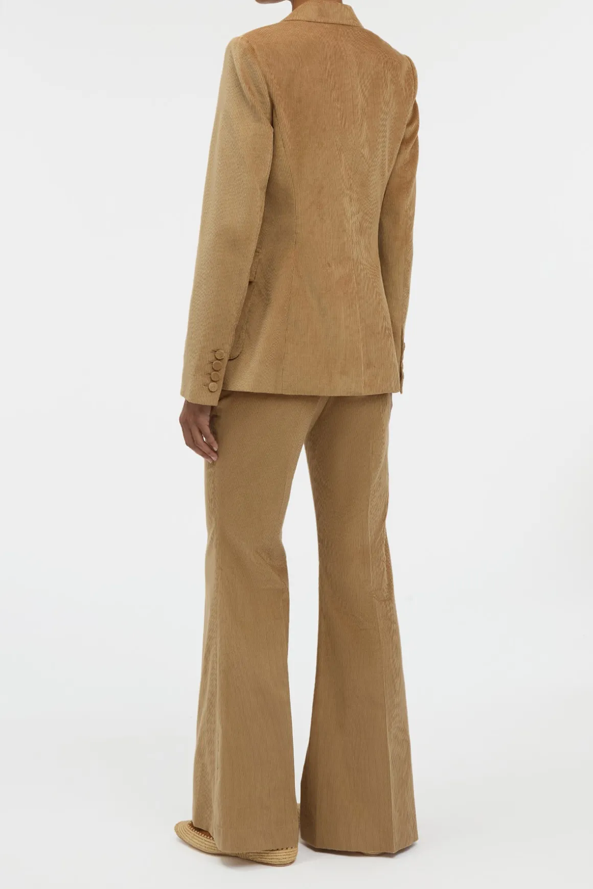 Ianthe Flare Pant in Camel Sea Island Cotton Corduroy