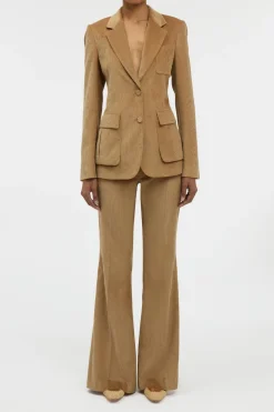Ianthe Flare Pant in Camel Sea Island Cotton Corduroy