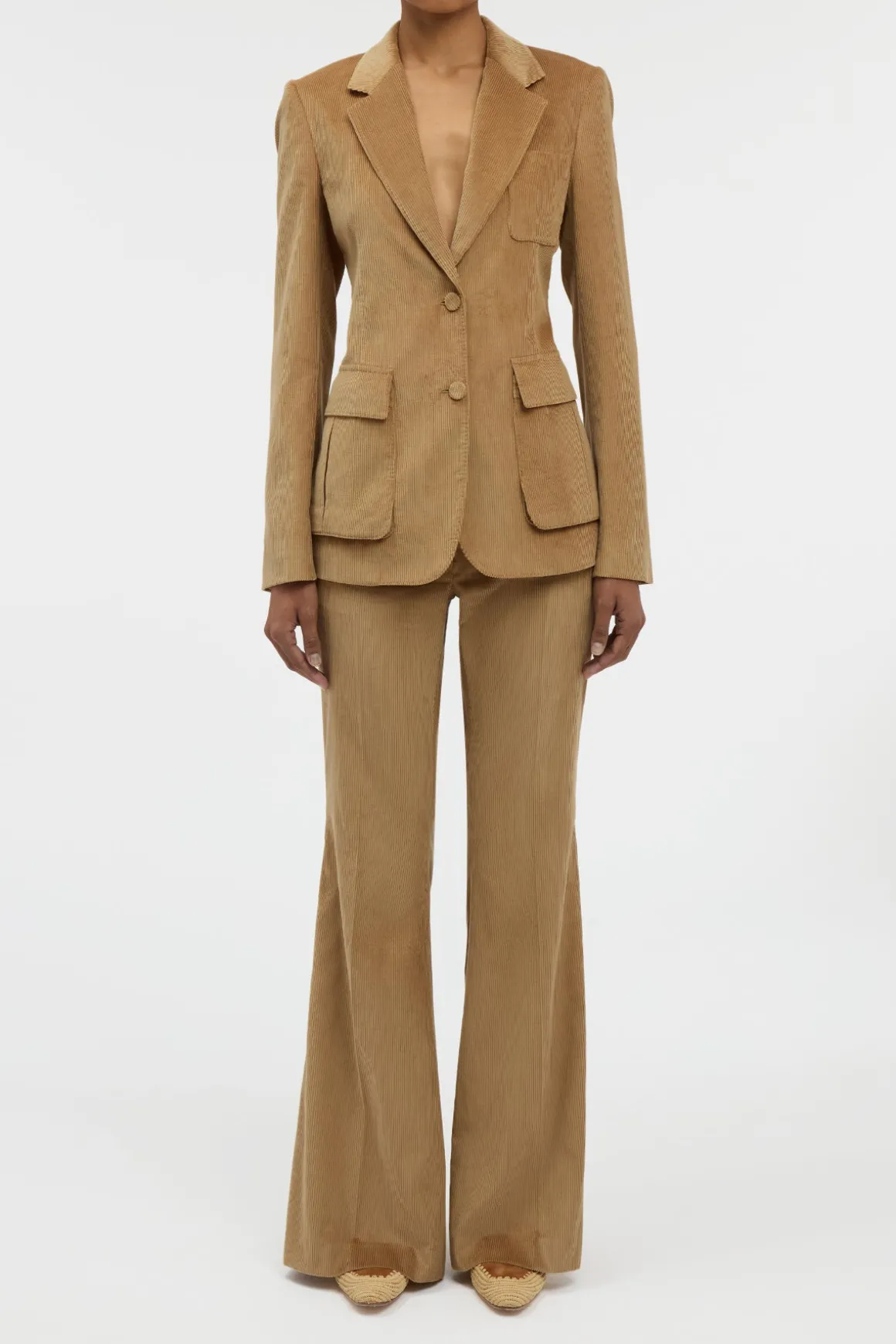 Ianthe Flare Pant in Camel Sea Island Cotton Corduroy