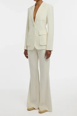 Ianthe Flare Pant in Ivory Sea Island Cotton Corduroy