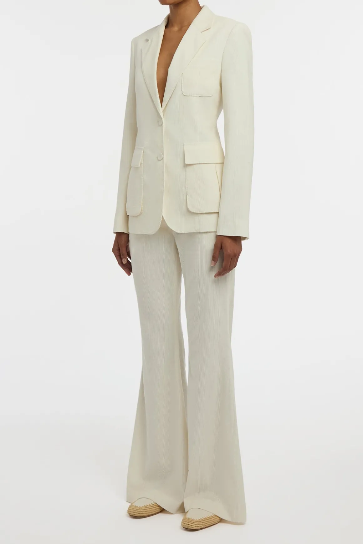Ianthe Flare Pant in Ivory Sea Island Cotton Corduroy