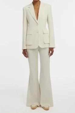 Ianthe Flare Pant in Ivory Sea Island Cotton Corduroy