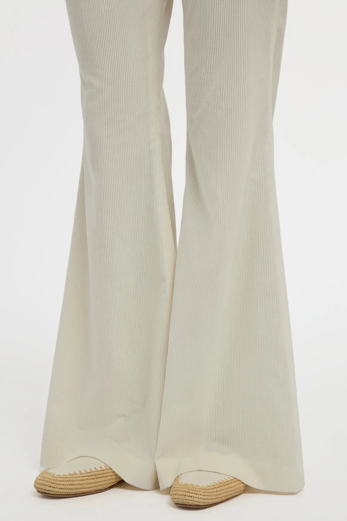 Ianthe Flare Pant in Ivory Sea Island Cotton Corduroy