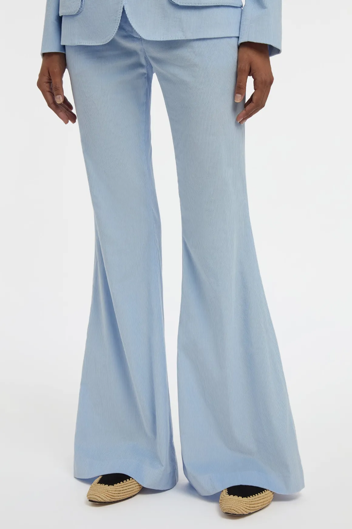 Ianthe Flare Pant in Light Blue Sea Island Cotton Corduroy