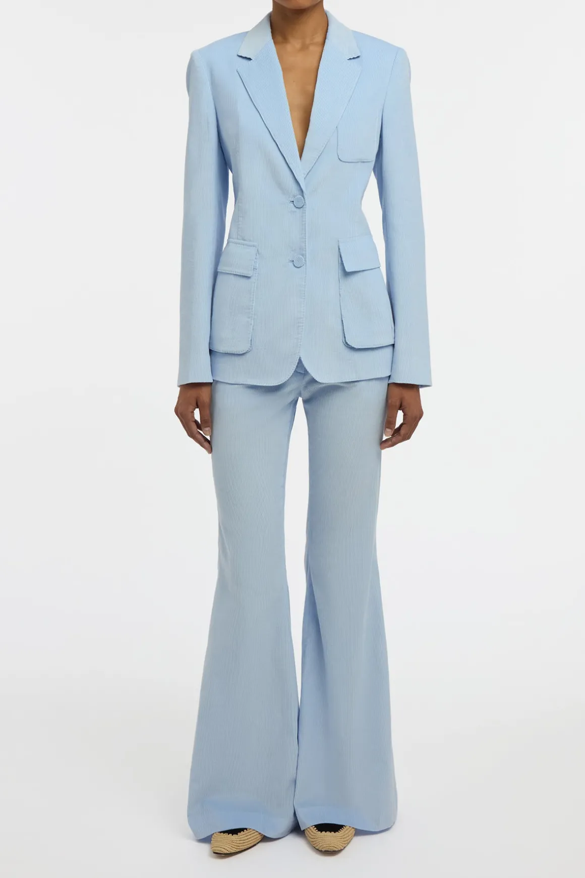 Ianthe Flare Pant in Light Blue Sea Island Cotton Corduroy