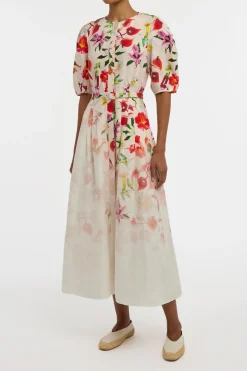 Ignis Maxi Shirtdress in Uruguayan Flowers Printed Linen