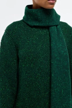 Illumina Fringe Scarf in English Green Speckled Cashmere