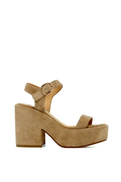 Iman Platform Sandal in Sand Suede