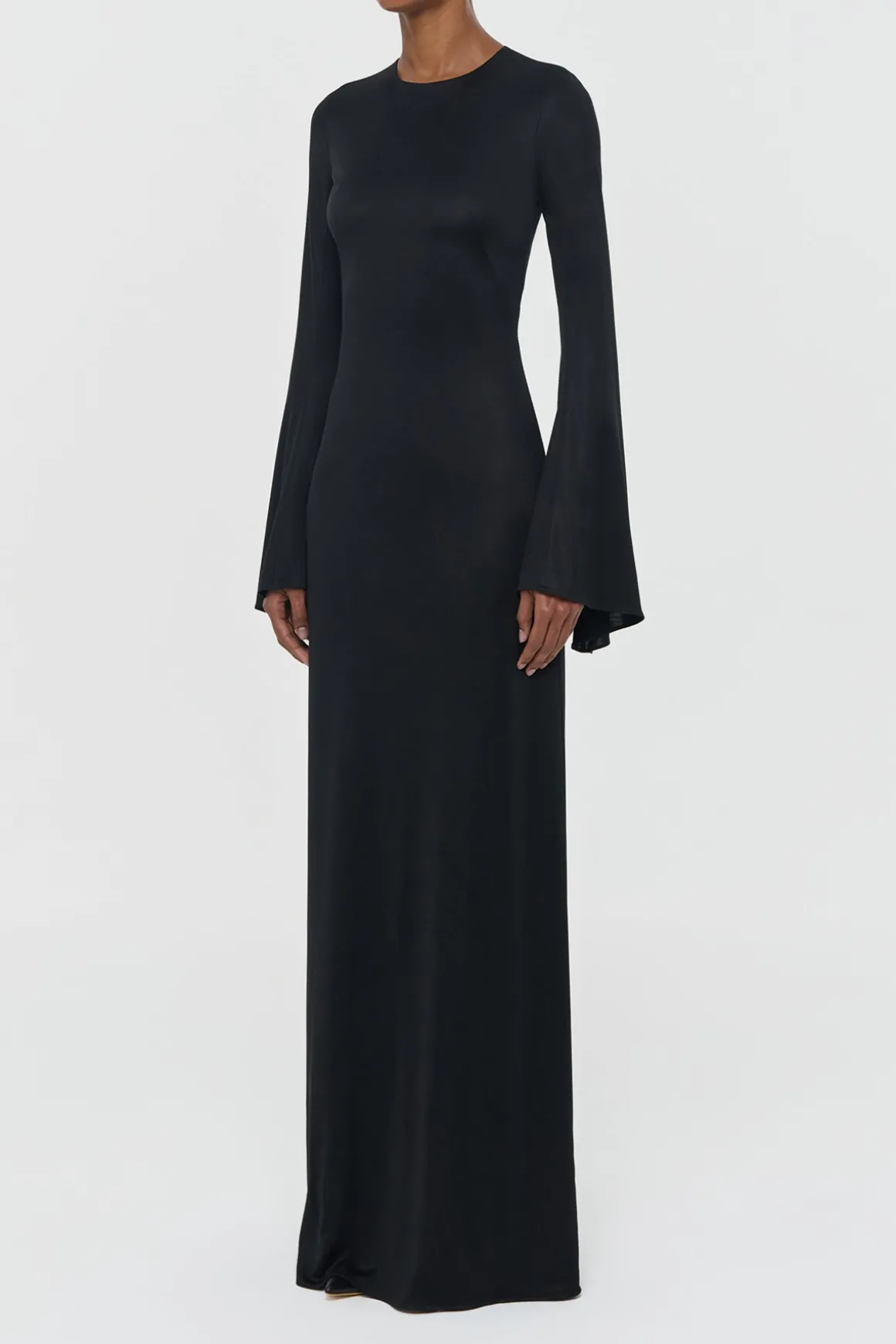 Imara Maxi Dress in Black Silk Jersey