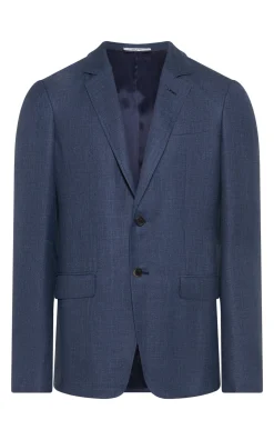 Irving Jacket in Denim Virgin Wool Silk with Linen