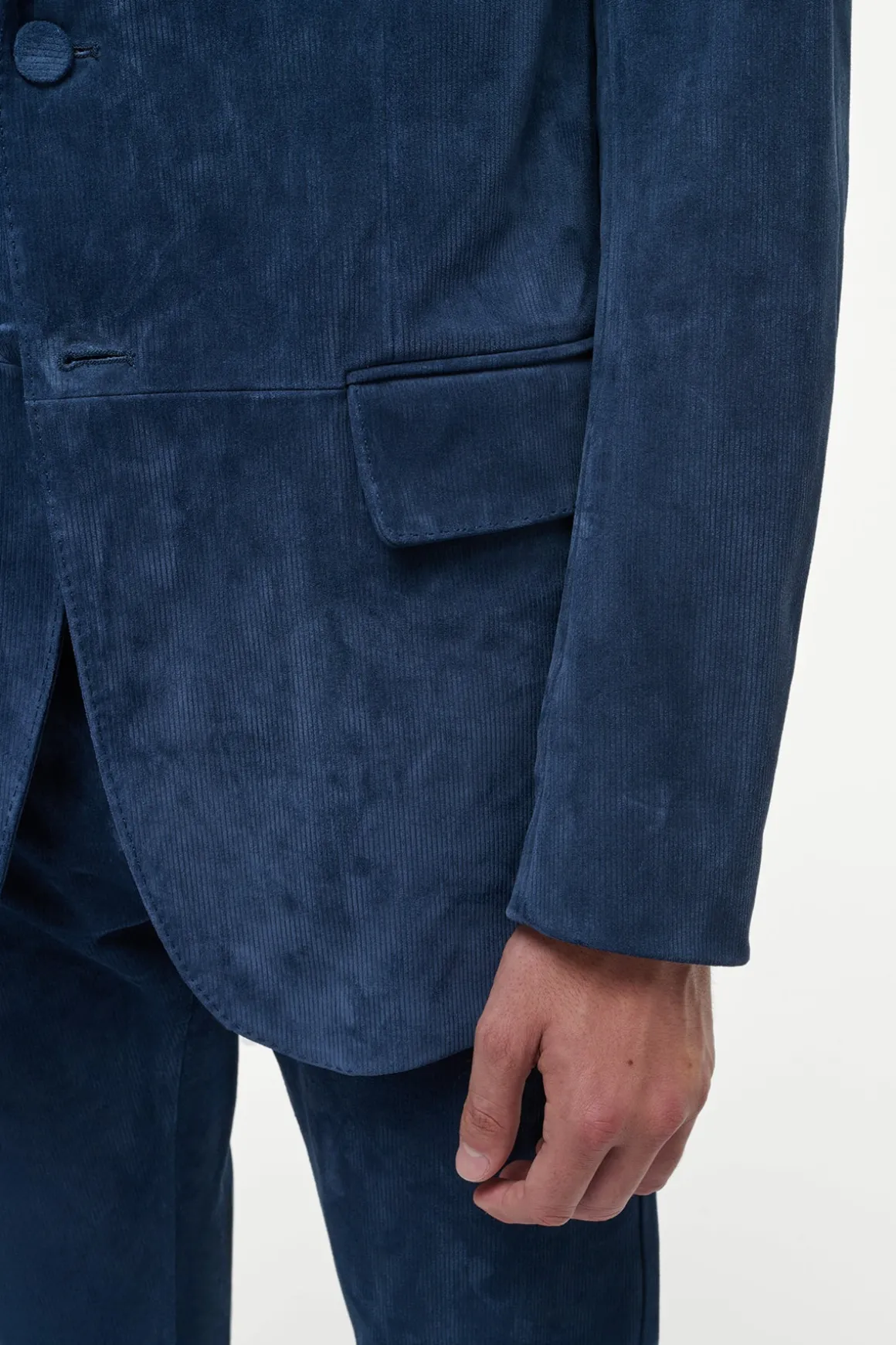Irving Jacket in Electric Navy Suede Corduroy