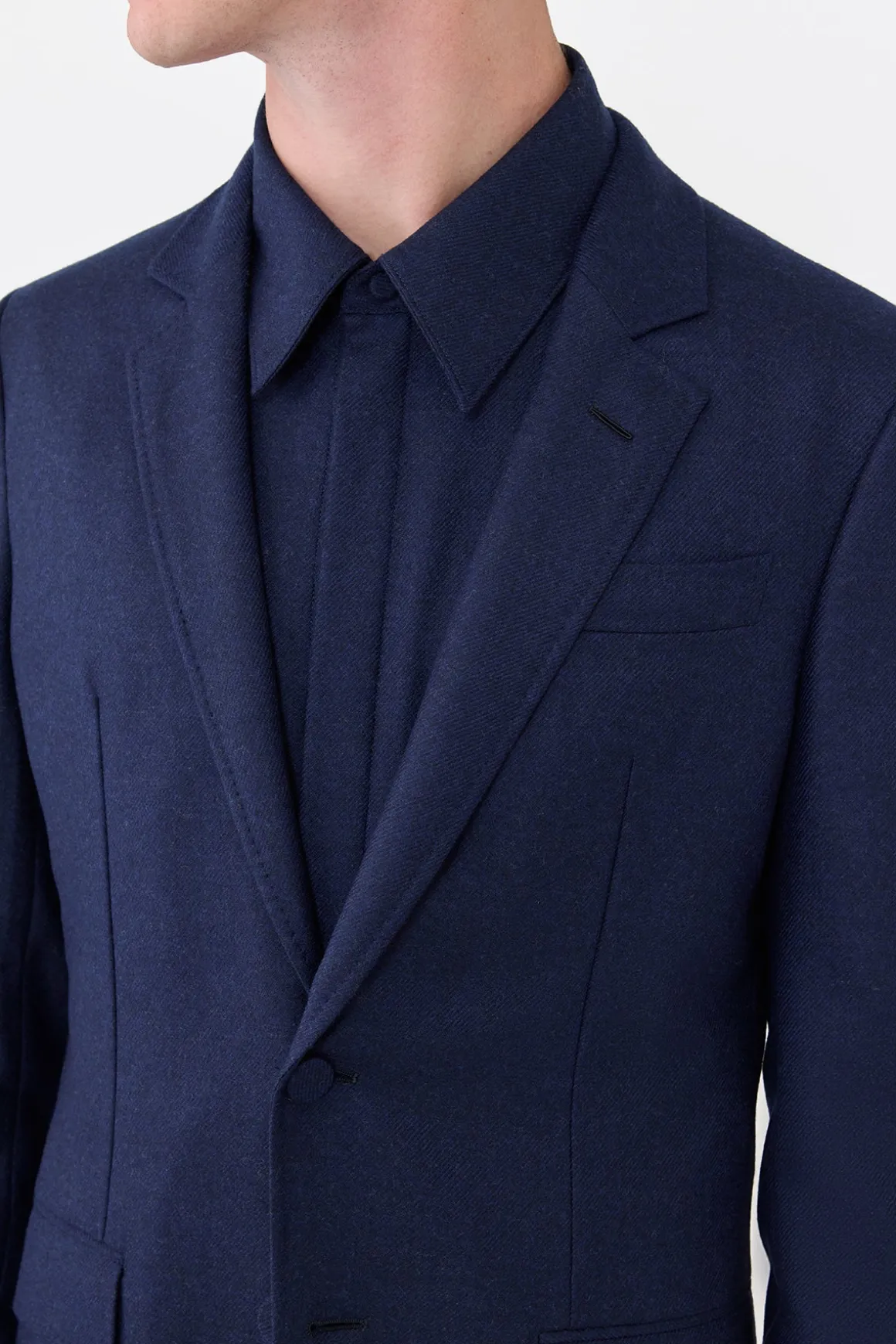 Irving Jacket in Navy Wool Cashmere Flannel