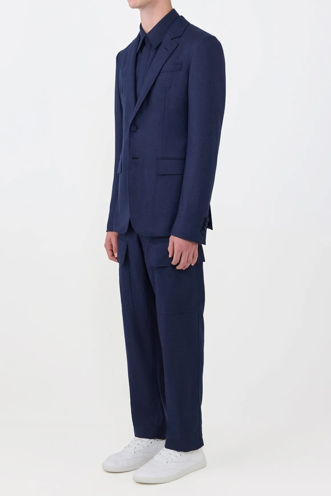 Irving Jacket in Navy Wool Cashmere Flannel