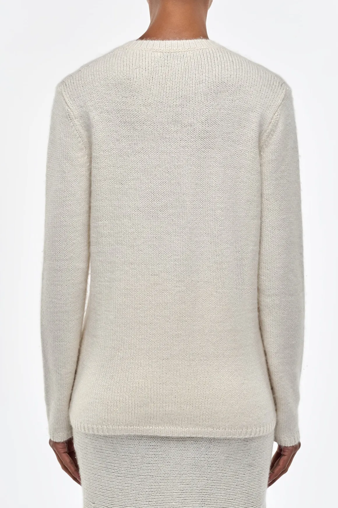 Isiah Knit V-Neck Sweater in Ivory Cashmere