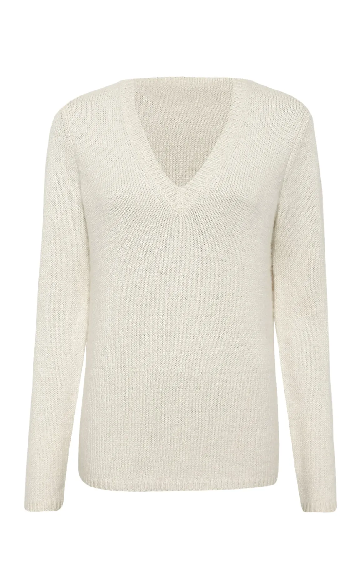 Isiah Knit V-Neck Sweater in Ivory Cashmere