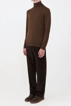 Jermaine Knit Turtleneck in Chocolate Merino Wool