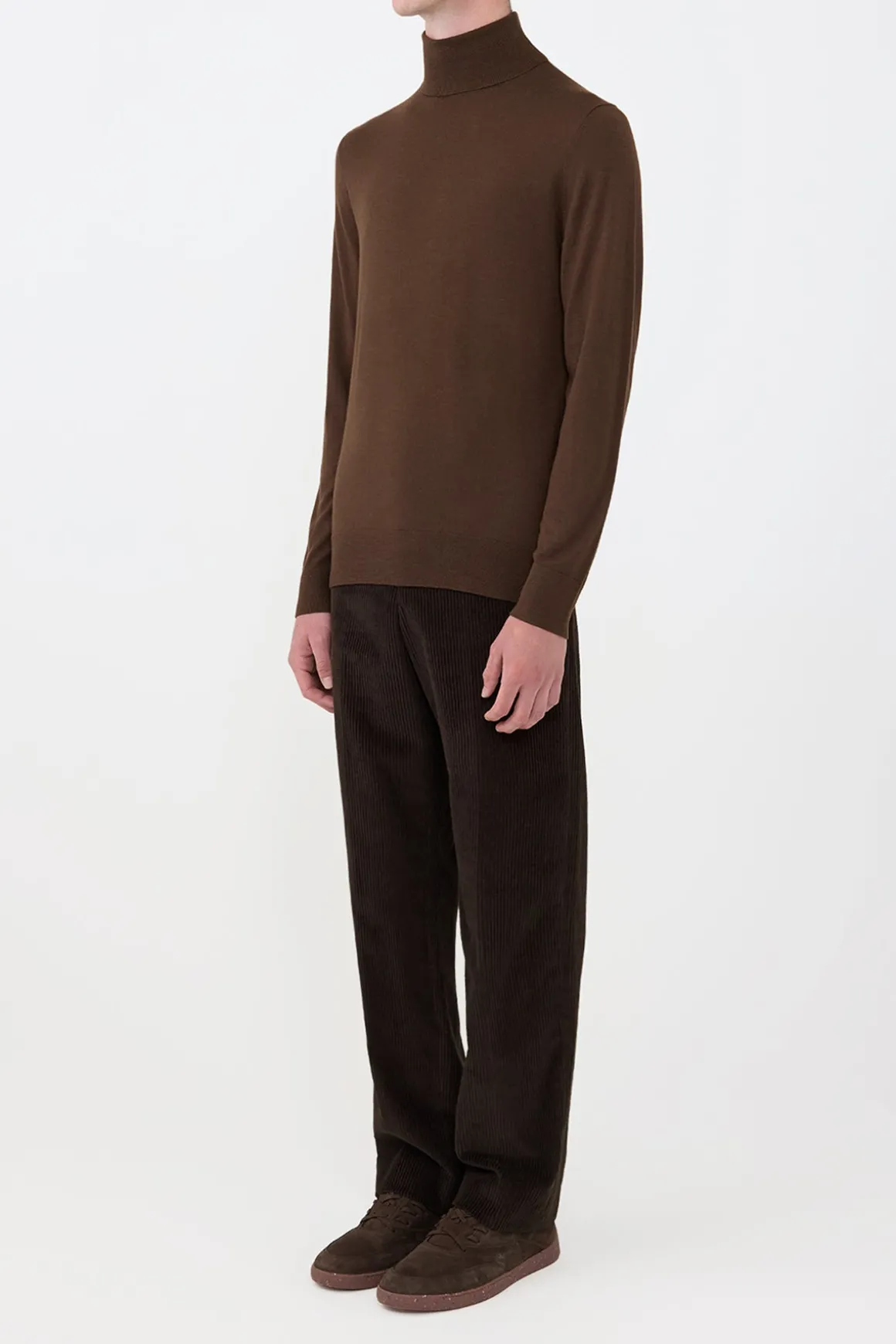 Jermaine Knit Turtleneck in Chocolate Merino Wool