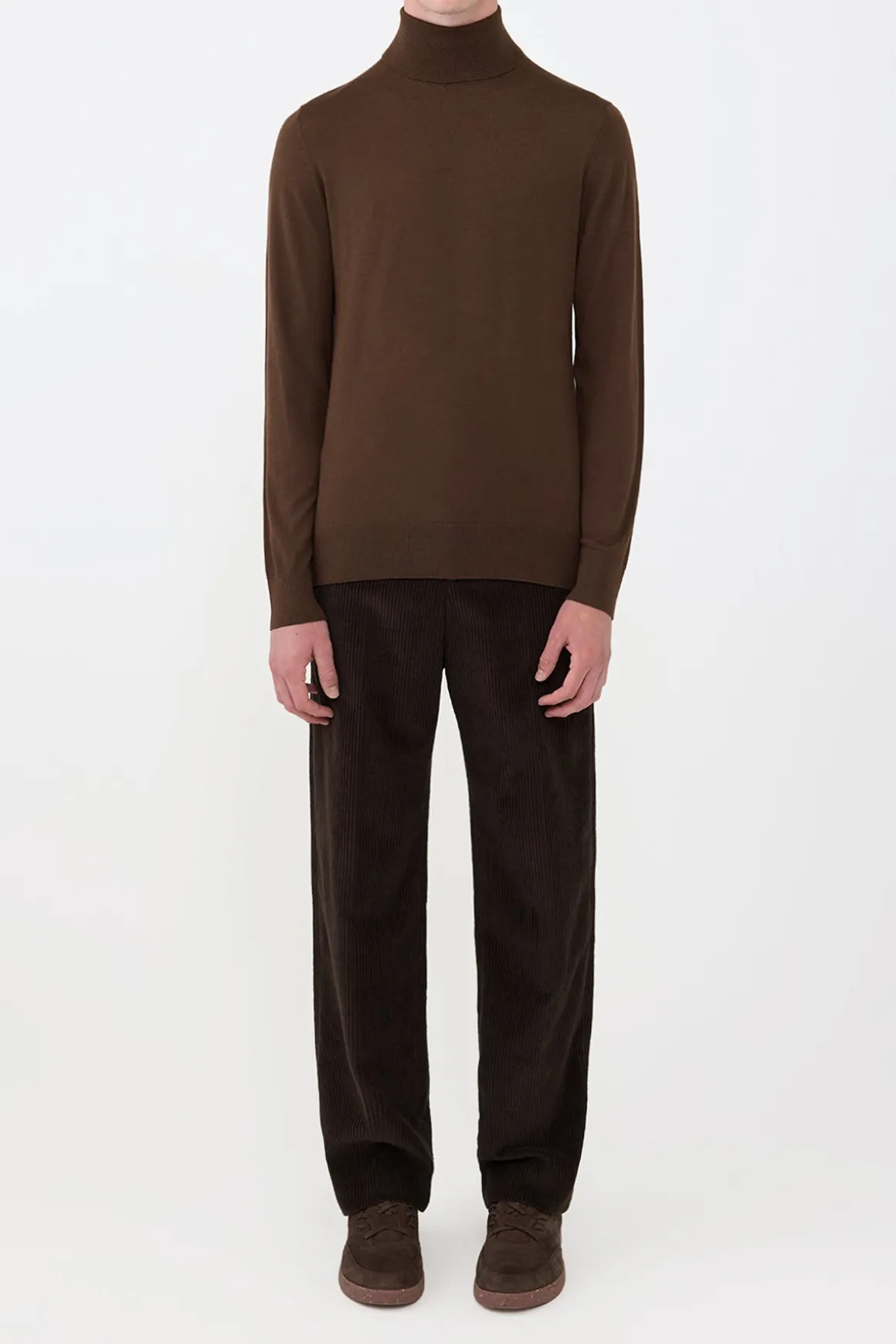 Jermaine Knit Turtleneck in Chocolate Merino Wool