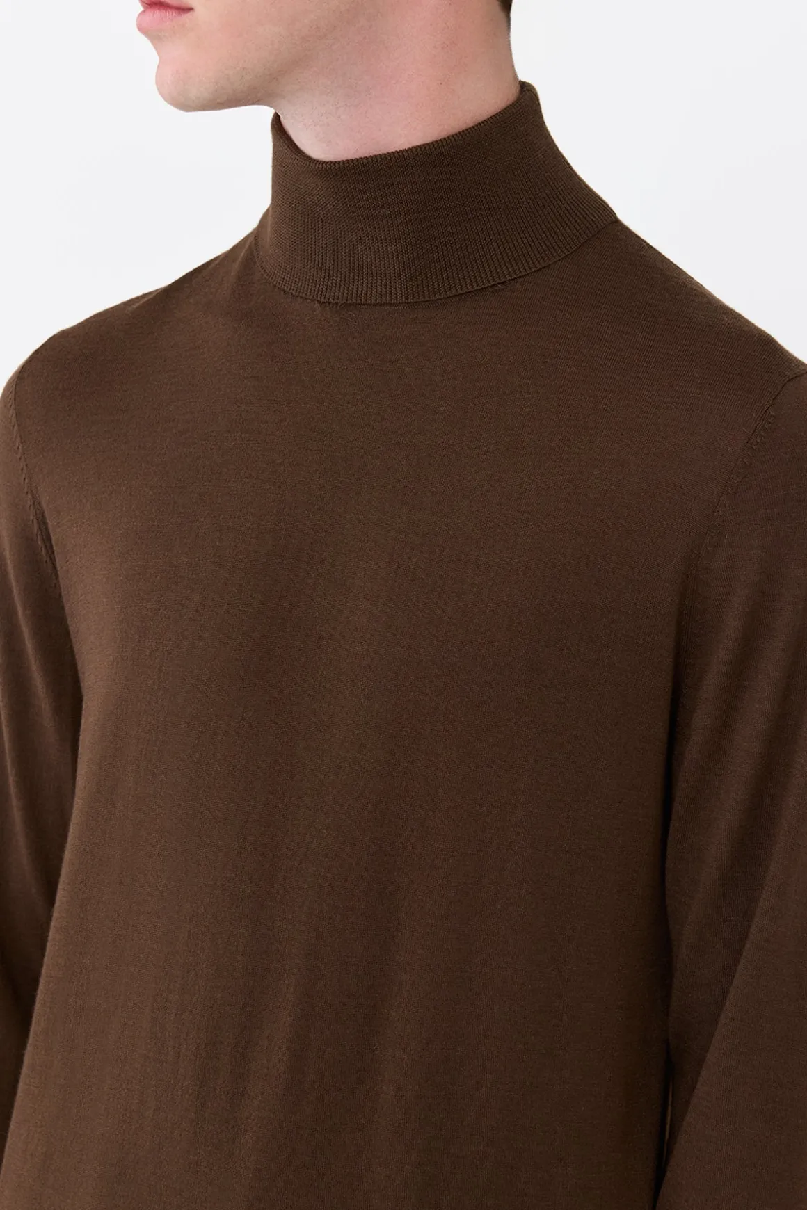 Jermaine Knit Turtleneck in Chocolate Merino Wool