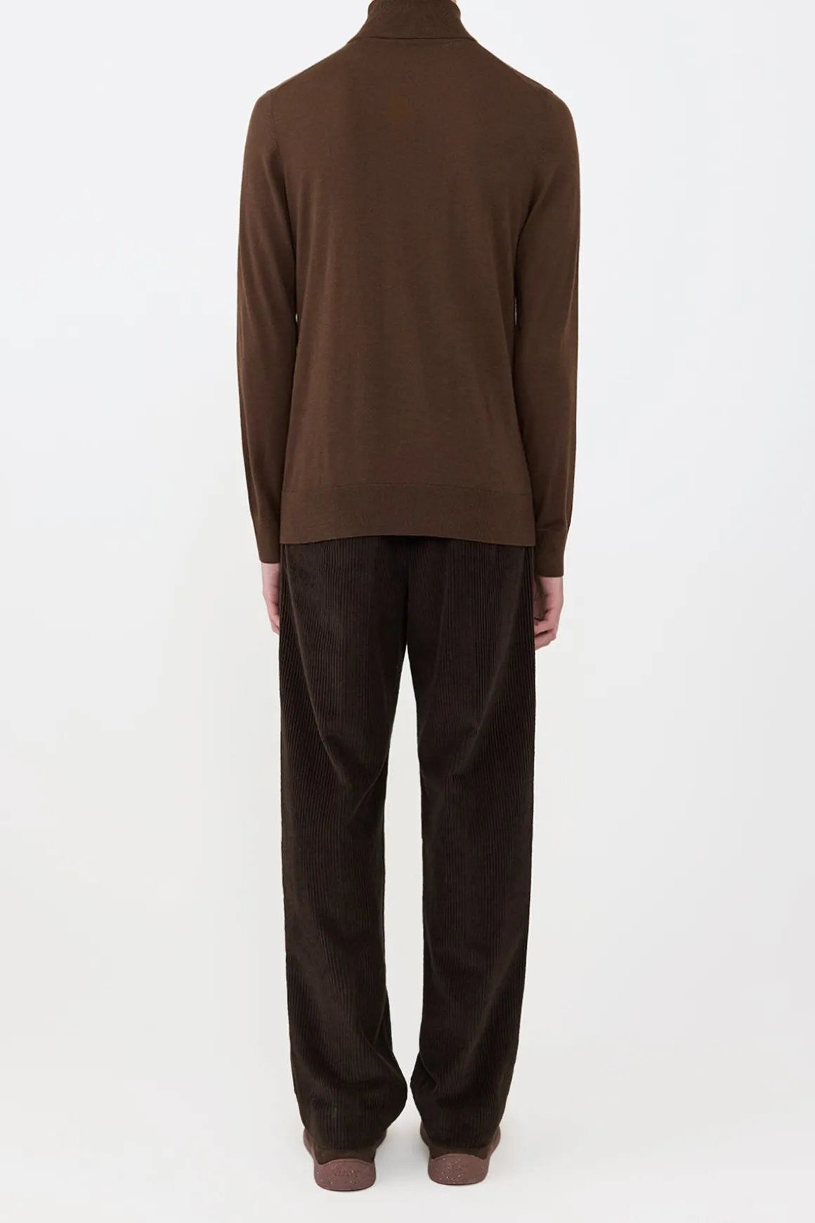 Jermaine Knit Turtleneck in Chocolate Merino Wool
