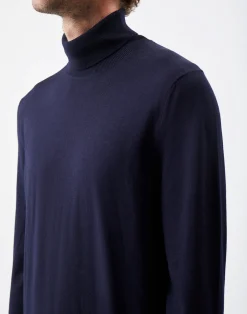 Jermaine Knit Turtleneck in Navy Merino Wool
