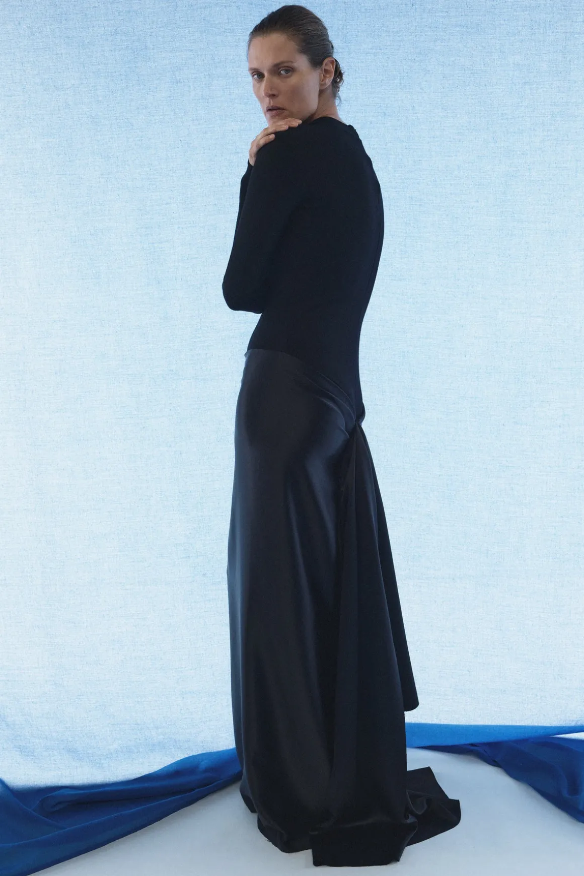 Jessamy Maxi Dress in Black Silk Satin