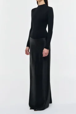 Jessamy Maxi Dress in Black Silk Satin