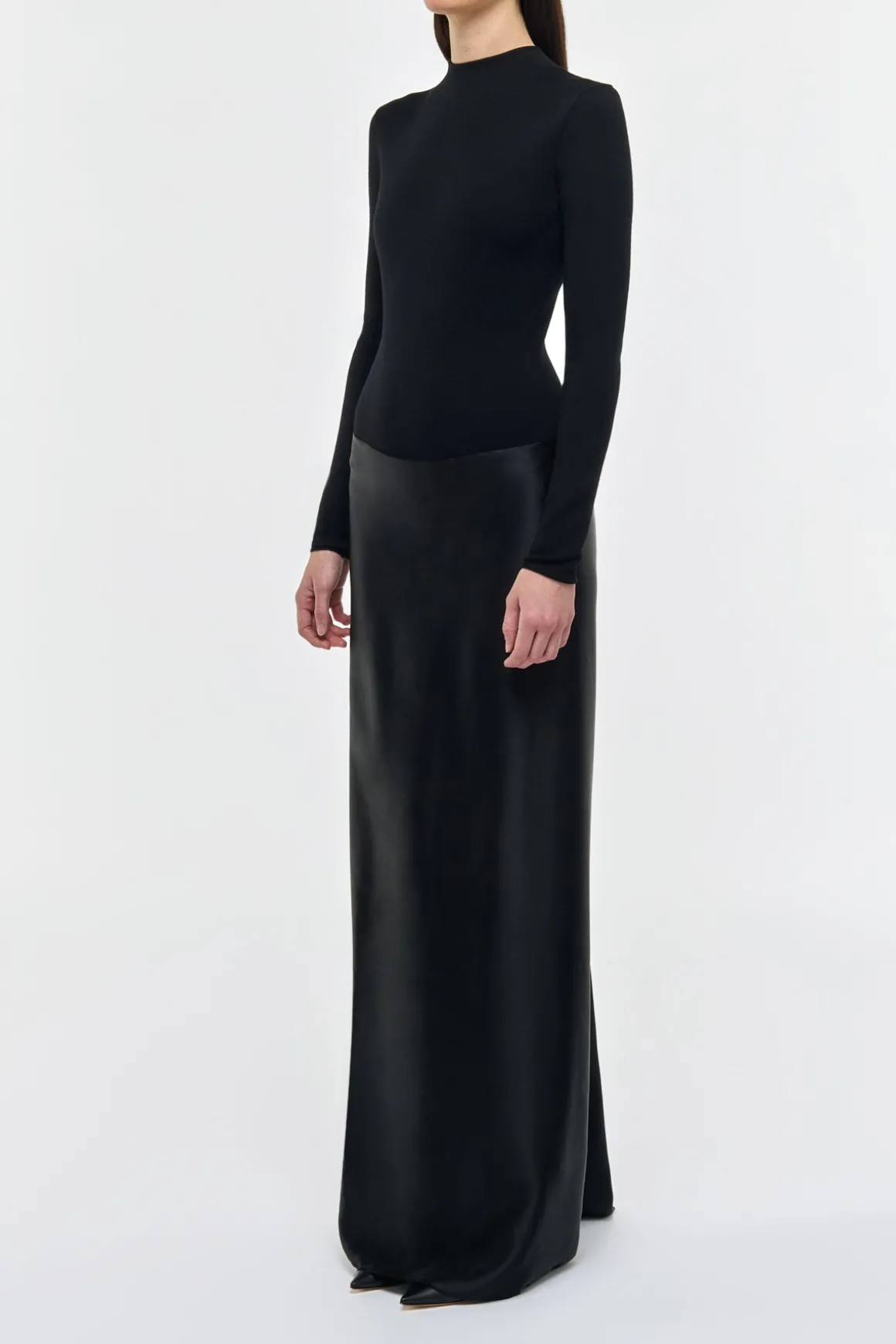 Jessamy Maxi Dress in Black Silk Satin