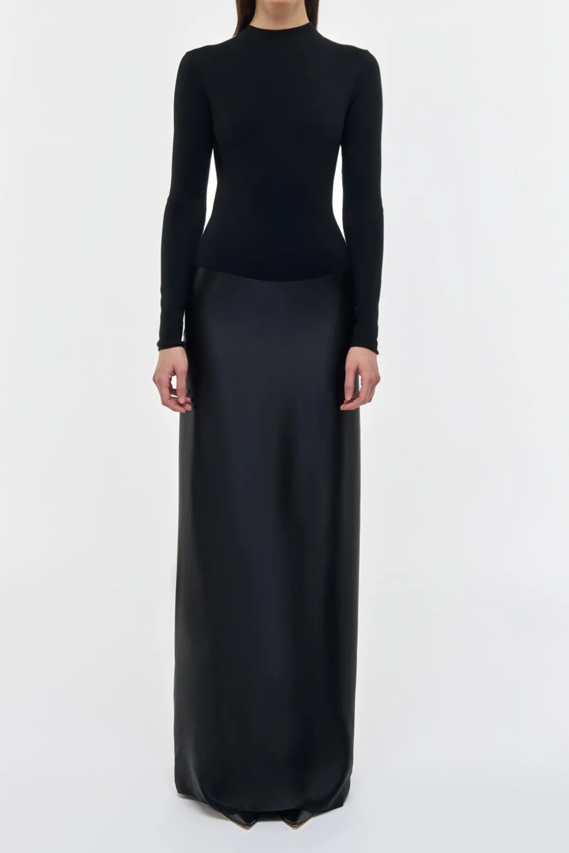 Jessamy Maxi Dress in Black Silk Satin