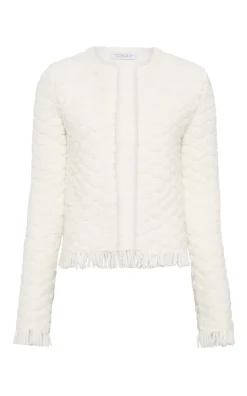 Johannes Fringe Knit Cardigan in Ivory Cashmere