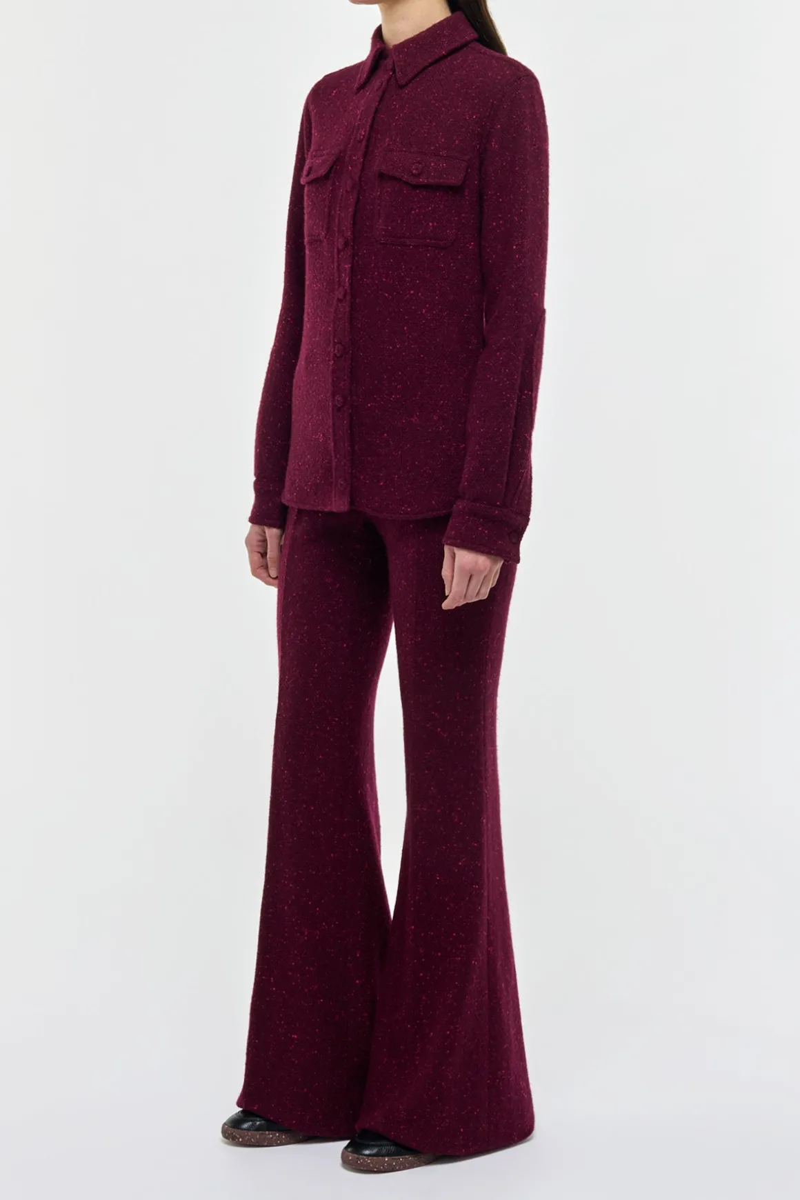 John Austin Shirt in Bordeaux Speckled Cashmere