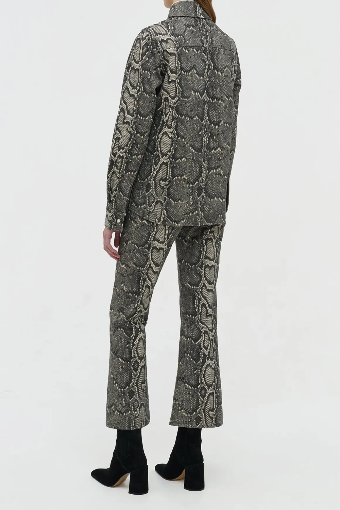 John Austin Shirt in Greyscale Recycled Printed Cotton Denim