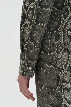 John Austin Shirt in Greyscale Recycled Printed Cotton Denim