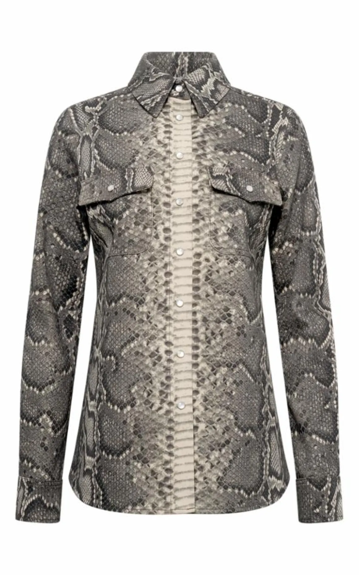 John Austin Shirt in Greyscale Recycled Printed Cotton Denim