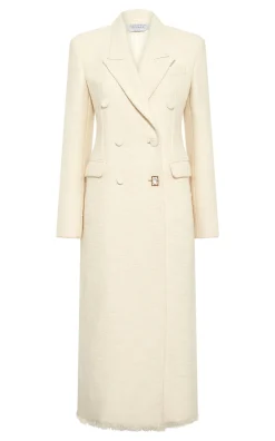 Julien Coat in Ivory Recycled Wool Silk Cashmere