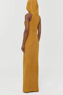 Kallen Hoodie Maxi Dress In Cashew Suede