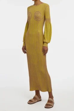 Karina Knit Maxi Dress in Citrine & Camel Merino Wool