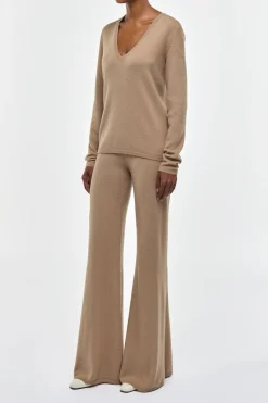 Kaulike Knit Pants in Camel Brushed Cashmere