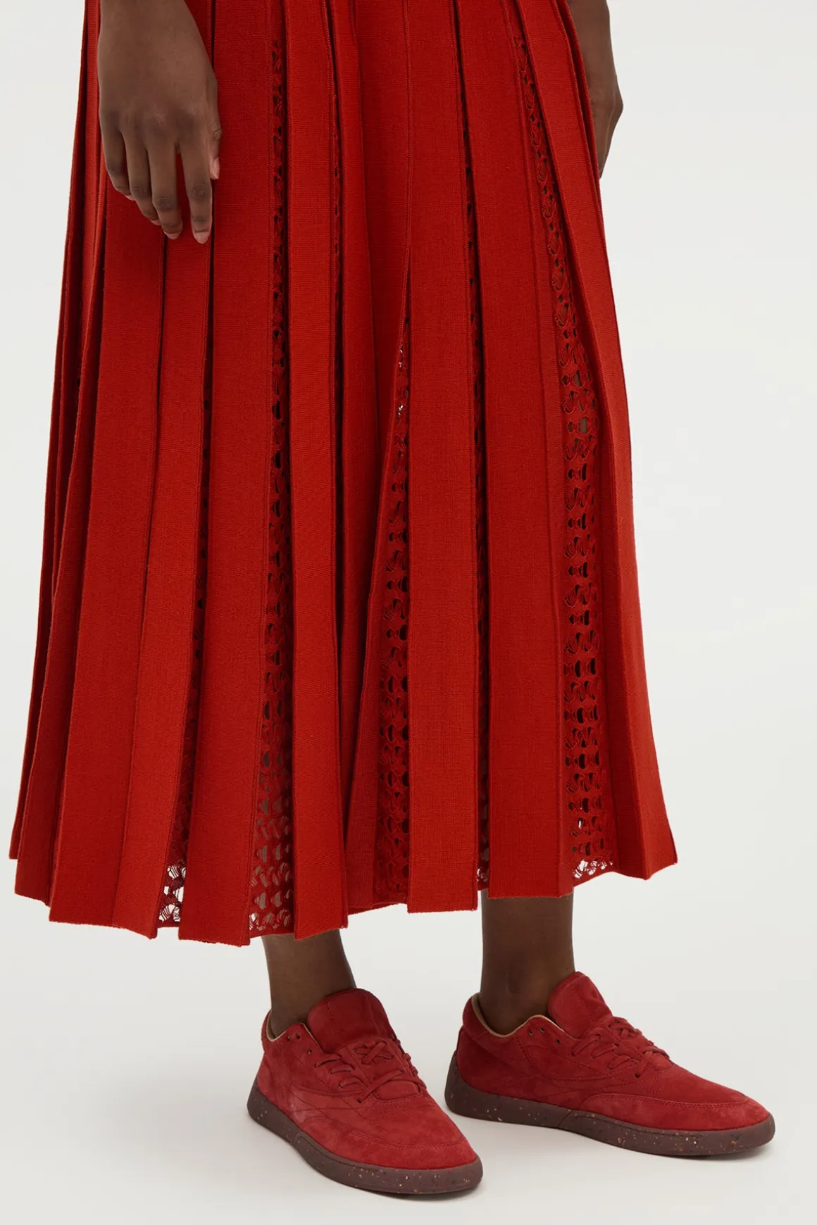 Kurt Knit Pleated Maxi Dress in Antelope Orange Merino Wool